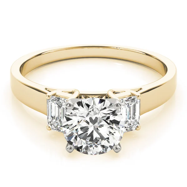 3-Stone Round & Emerald Engagement Ring - Image 7