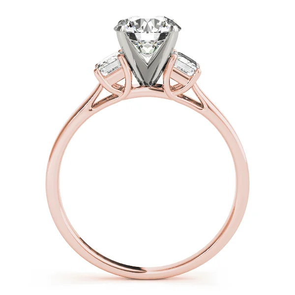 3-Stone Round & Emerald Engagement Ring - Image 10