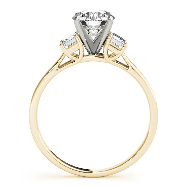 3-Stone Round & Emerald Engagement Ring - Image 6