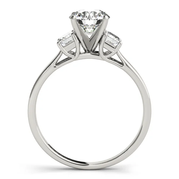 3-Stone Round & Emerald Engagement Ring - Image 2