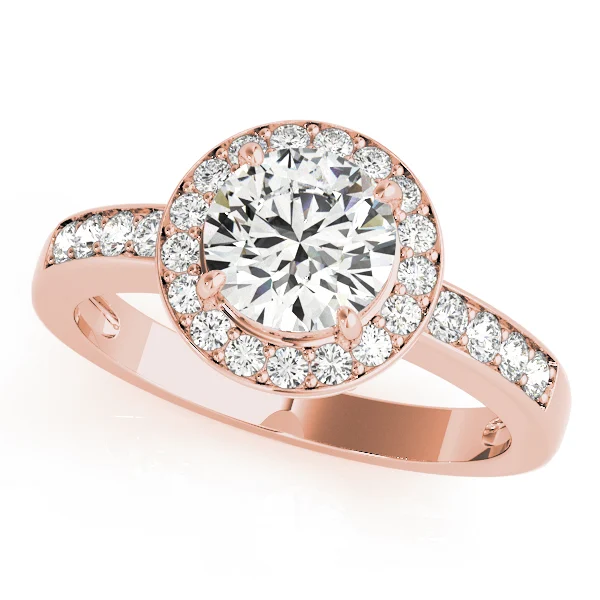Single Row Halo Bezel Set Engagement Ring - Image 11