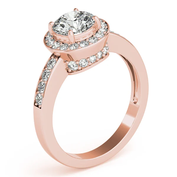 Single Row Halo Bezel Set Engagement Ring - Image 14
