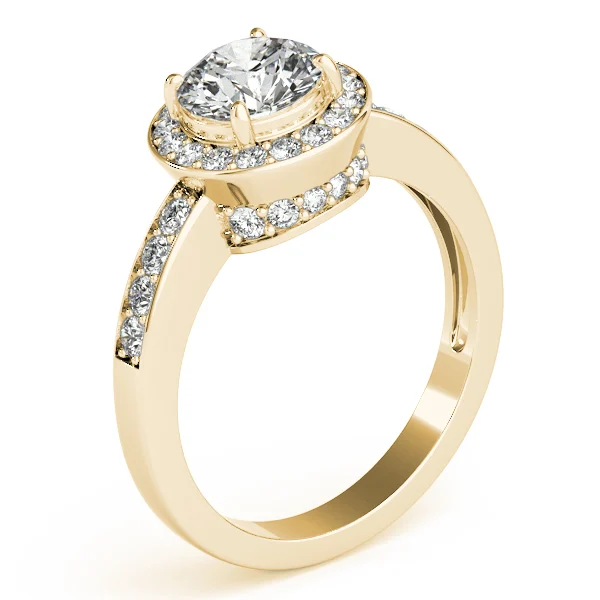 Single Row Halo Bezel Set Engagement Ring - Image 9