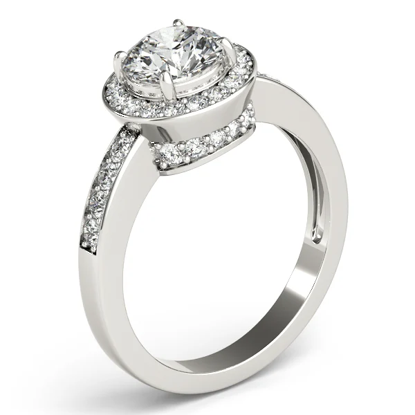 Single Row Halo Bezel Set Engagement Ring - Image 4