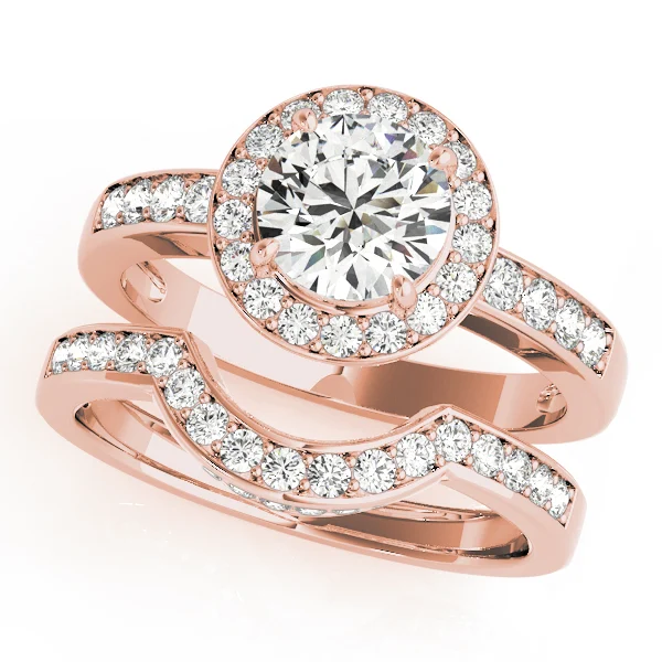 Single Row Halo Bezel Set Engagement Ring - Image 13