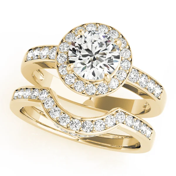 Single Row Halo Bezel Set Engagement Ring - Image 8