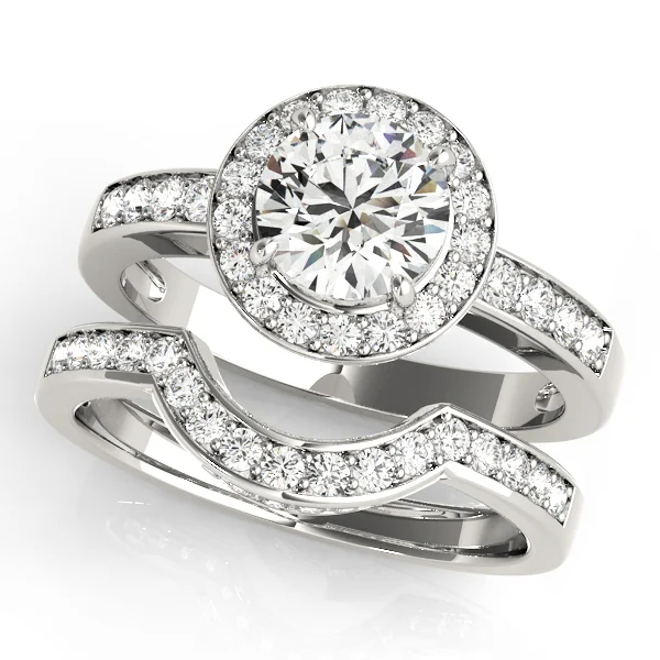 Single Row Halo Bezel Set Engagement Ring - Image 3