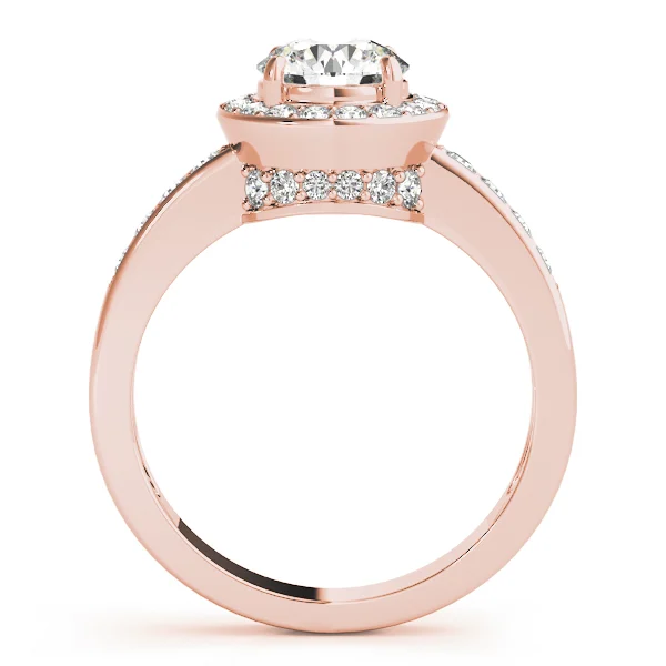 Single Row Halo Bezel Set Engagement Ring - Image 12