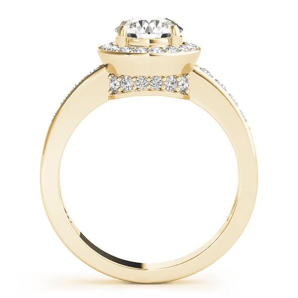 Single Row Halo Bezel Set Engagement Ring - Image 7
