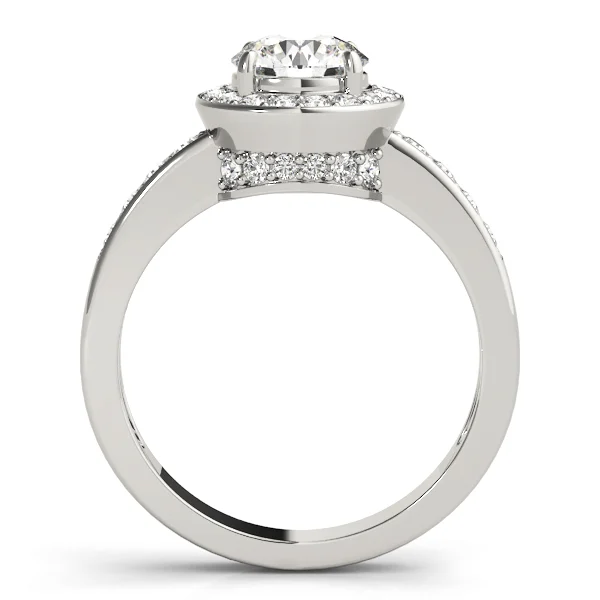 Single Row Halo Bezel Set Engagement Ring - Image 2