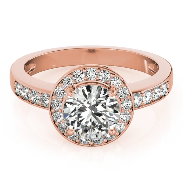 Single Row Halo Bezel Set Engagement Ring - Image 15
