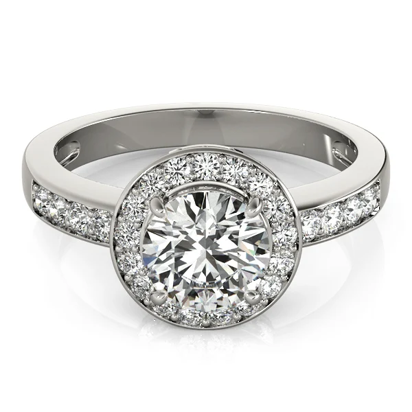 Single Row Halo Bezel Set Engagement Ring - Image 5