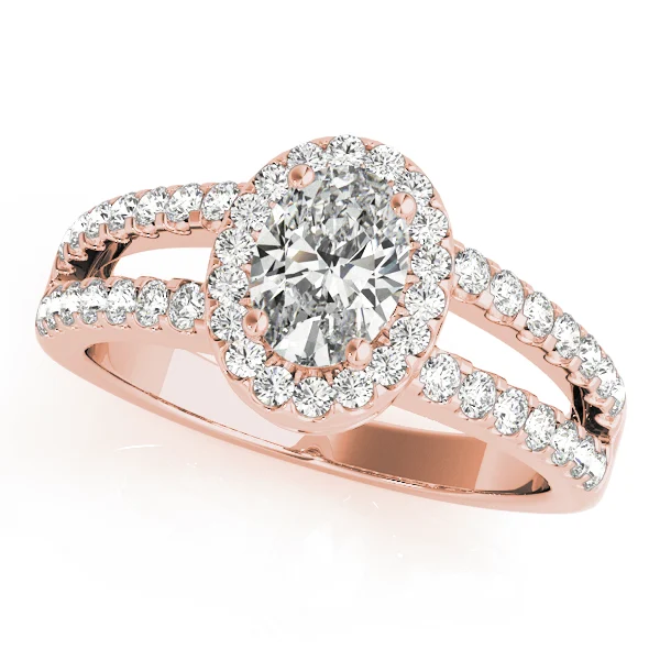 Double Row Split Shank Halo Oval Engagement Ring - Image 8