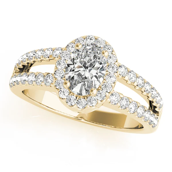 Double Row Split Shank Halo Oval Engagement Ring - Image 5