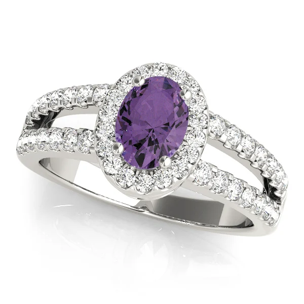 Double Row Split Shank Halo Oval Engagement Ring - Image 11