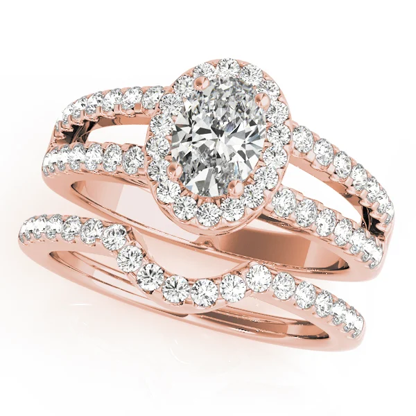 Double Row Split Shank Halo Oval Engagement Ring - Image 10