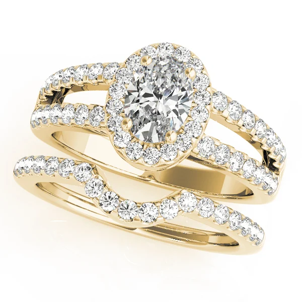 Double Row Split Shank Halo Oval Engagement Ring - Image 7