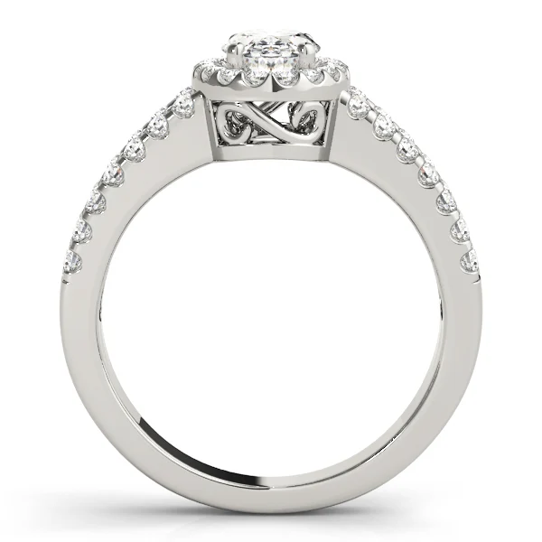 Double Row Split Shank Halo Oval Engagement Ring - Image 2