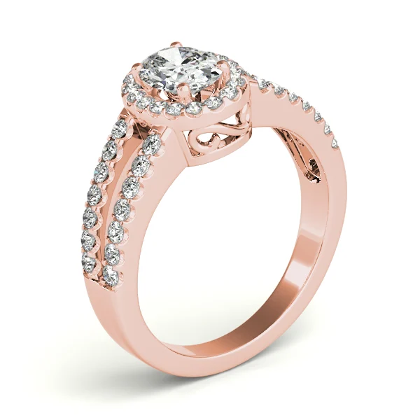 Double Row Split Shank Halo Oval Engagement Ring - Image 14