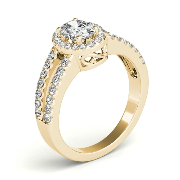 Double Row Split Shank Halo Oval Engagement Ring - Image 12