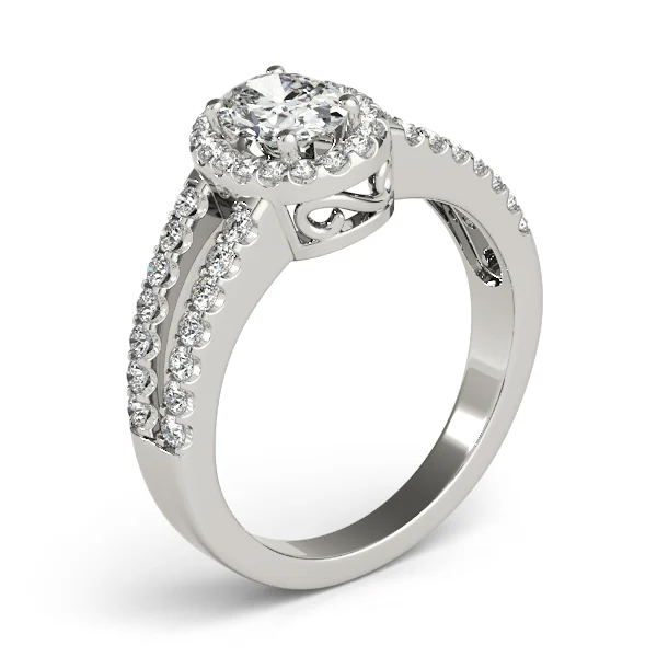 Double Row Split Shank Halo Oval Engagement Ring - Image 4