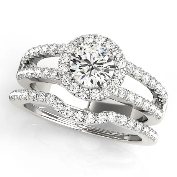 Double Row Split Shank Halo Engagement Ring - Image 3