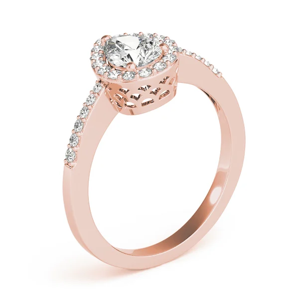 Single Row Accented Halo Engagement Ring - Image 12