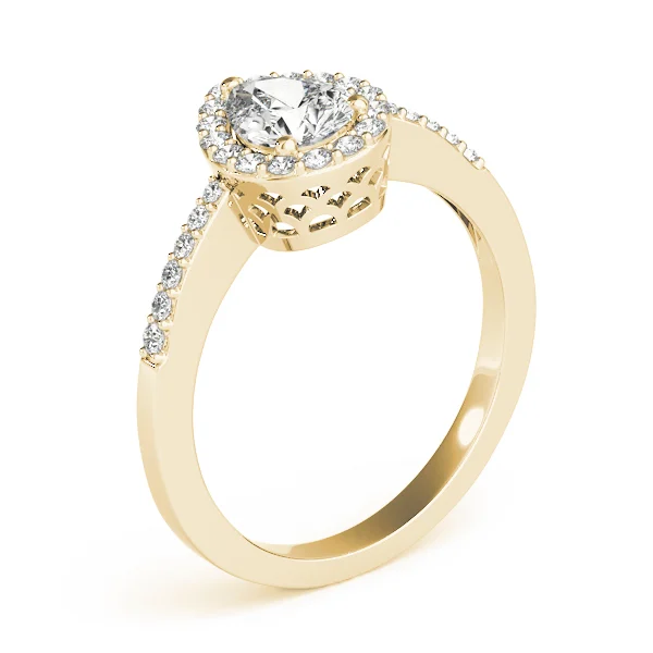 Single Row Accented Halo Engagement Ring - Image 8