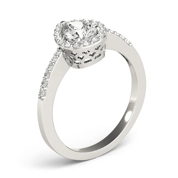 Single Row Accented Halo Engagement Ring - Image 4