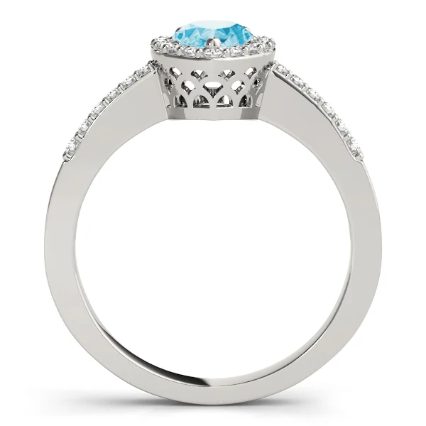 Single Row Accented Halo Engagement Ring - Image 14
