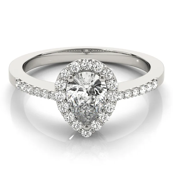 Single Row Accented Halo Engagement Ring - Image 3