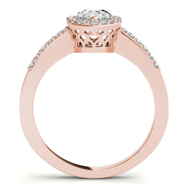 Single Row Accented Halo Engagement Ring - Image 10