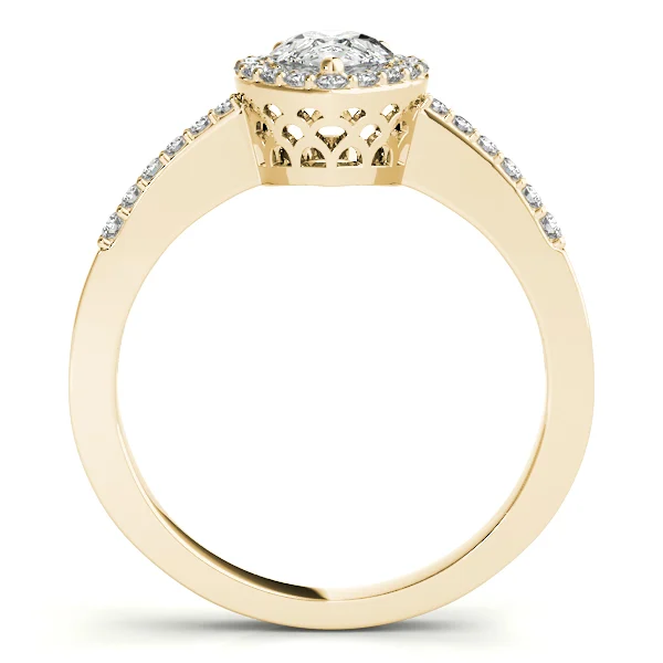 Single Row Accented Halo Engagement Ring - Image 6