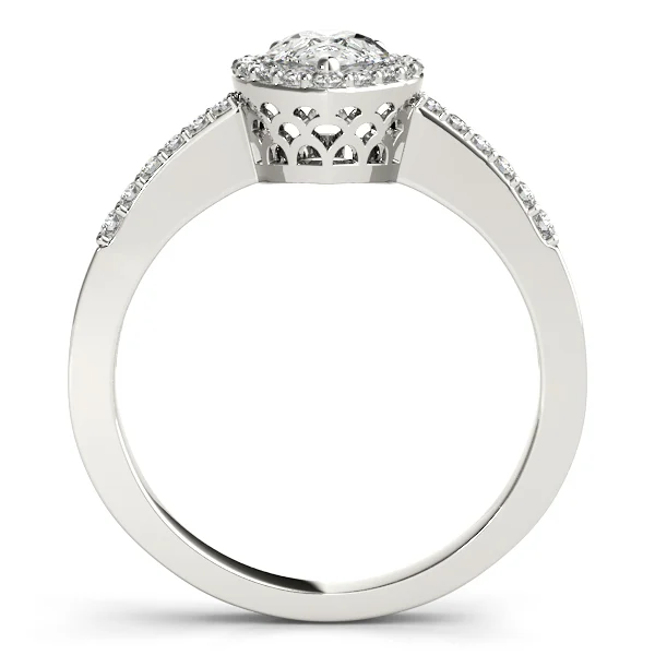 Single Row Accented Halo Engagement Ring - Image 2
