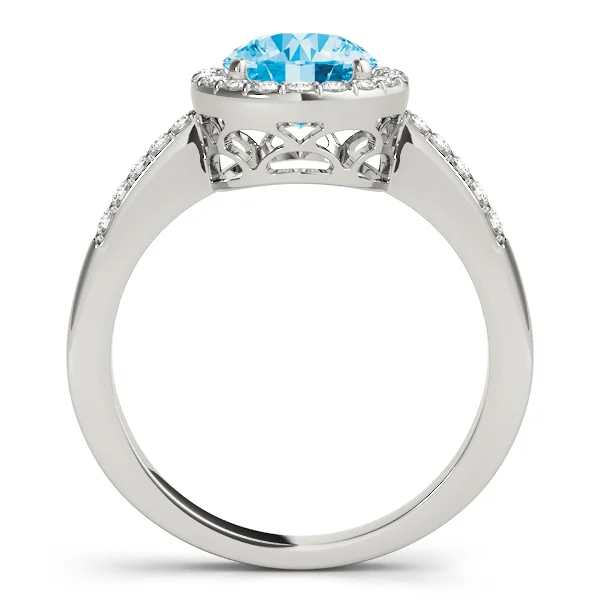 Single Row Halo Engagement Ring - Image 11