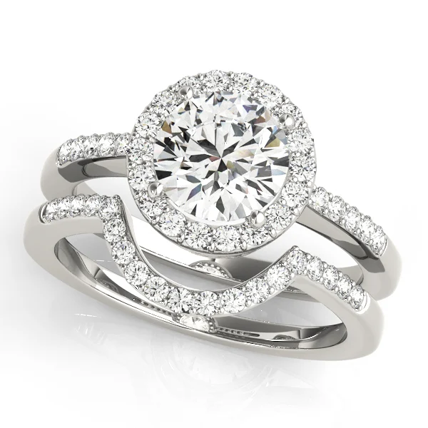 Single Row Halo Engagement Ring - Image 3