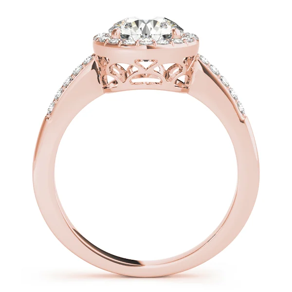 Single Row Halo Engagement Ring - Image 8