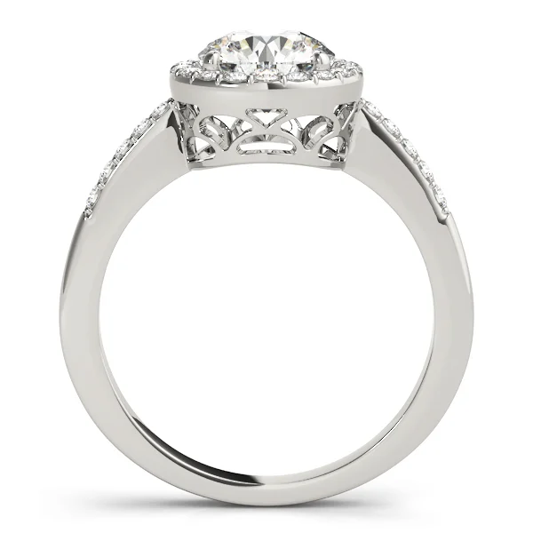 Single Row Halo Engagement Ring - Image 2