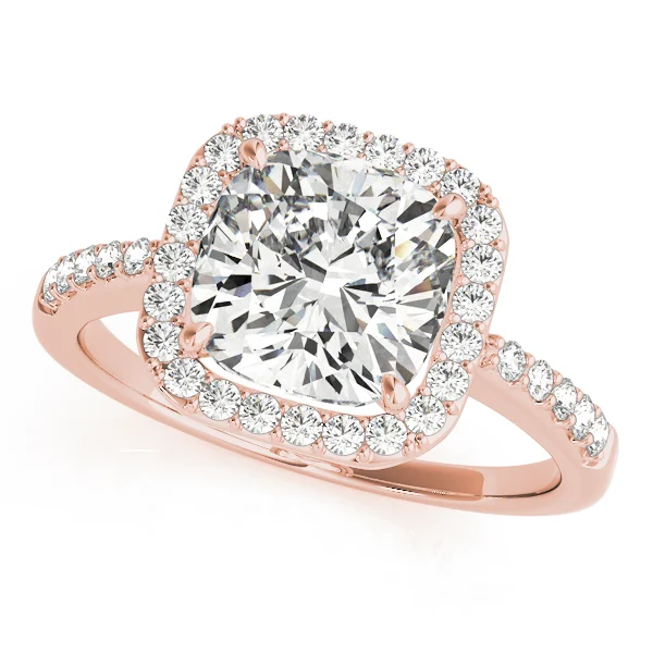 Single Row Halo Cushion Shape Engagement Rings - Image 9