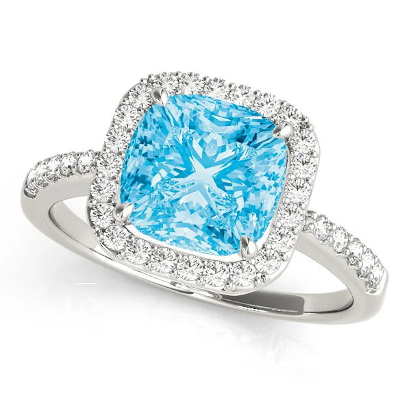 Single Row Halo Cushion Shape Engagement Rings - Image 7
