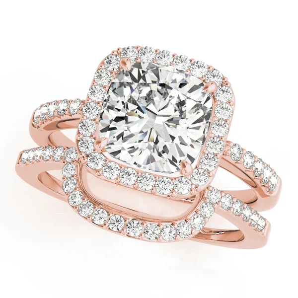 Single Row Halo Cushion Shape Engagement Rings - Image 11