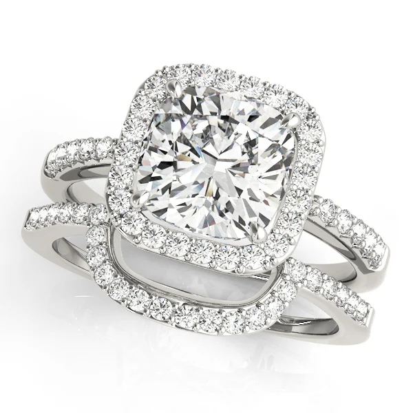 Single Row Halo Cushion Shape Engagement Rings - Image 3