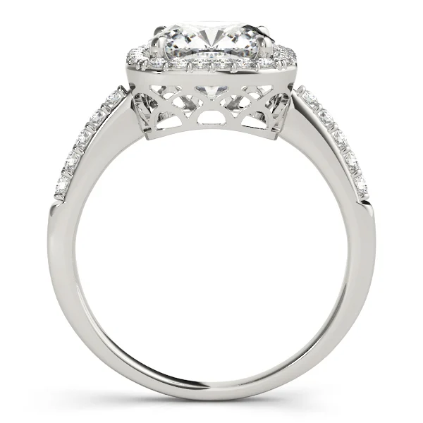 Single Row Halo Cushion Shape Engagement Rings - Image 2