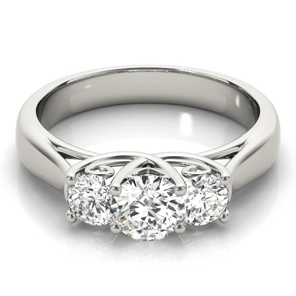 3-Stone Round Trellis Engagement Ring - Image 3