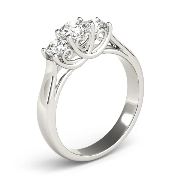 3-Stone Round Trellis Engagement Ring - Image 4