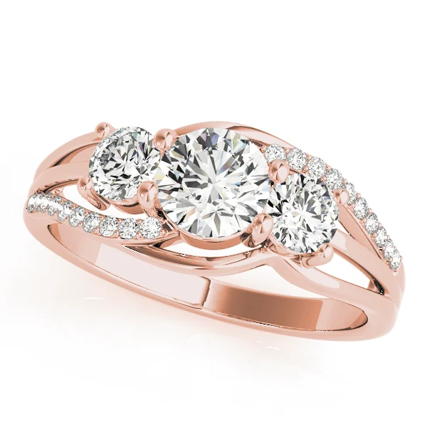 3-Stone Swirl Prong Set Engagement Ring - Image 9