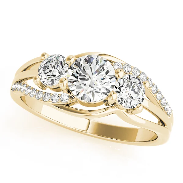 3-Stone Swirl Prong Set Engagement Ring - Image 5