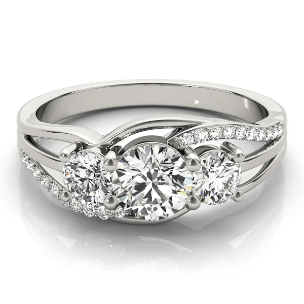 3-Stone Swirl Prong Set Engagement Ring - Image 3