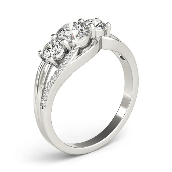 3-Stone Swirl Prong Set Engagement Ring - Image 4