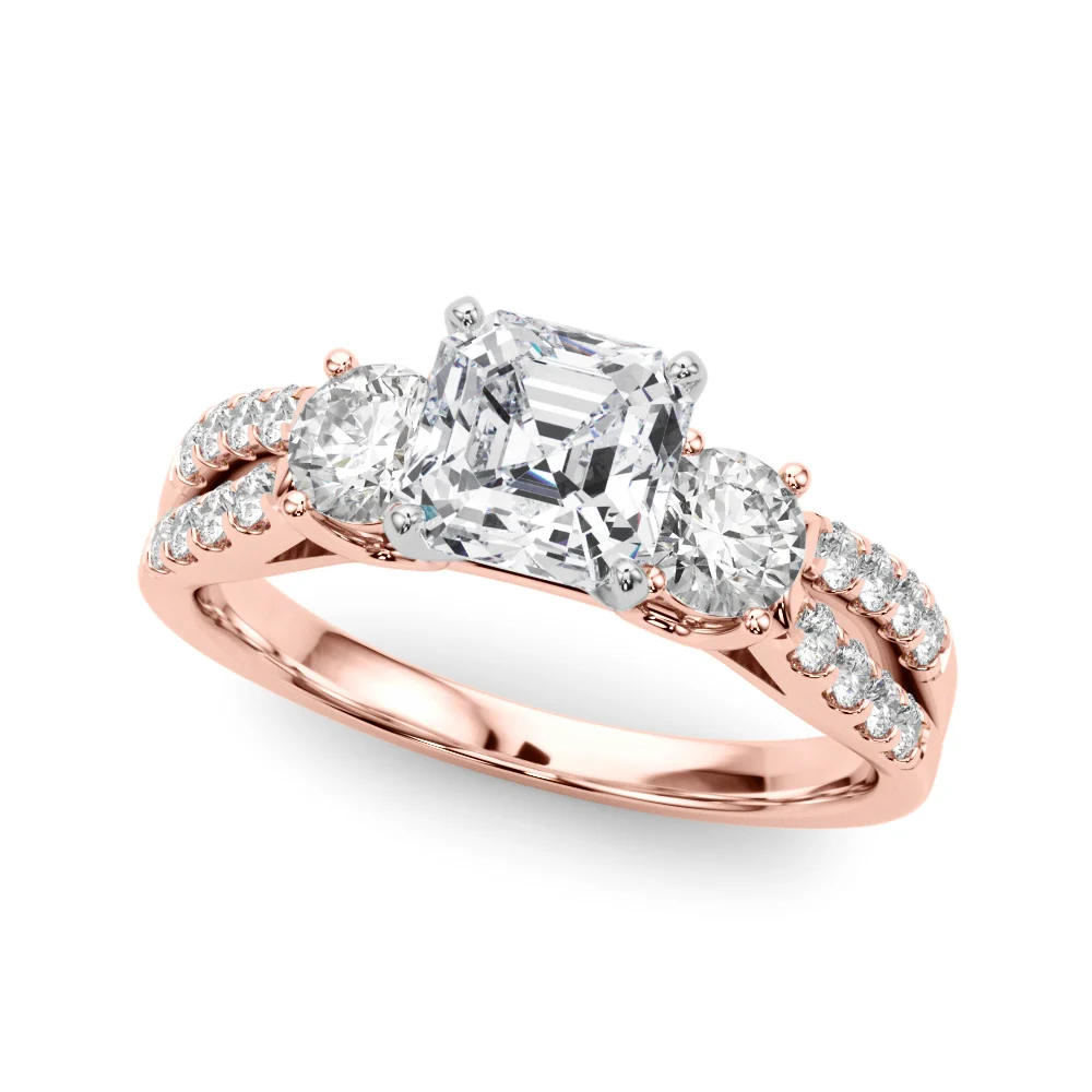 Three Stone Engagement Ring with Split Shank - Image 95